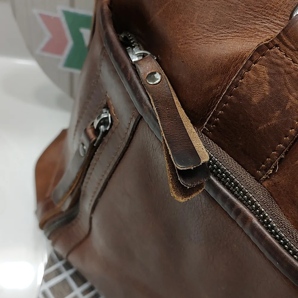 🥰 GUC Baccini Leandro Genuine Italian Leather Laptop Bag, Cognac Brown, 16 in.